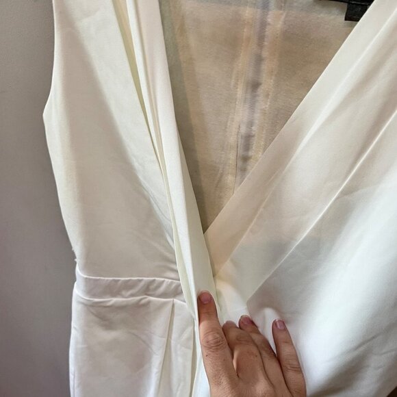 Sunday In Brooklyn Anthropologie‎ Ivory Faux Wrap Sleeveless Dress Size Medium - Picture 4 of 7